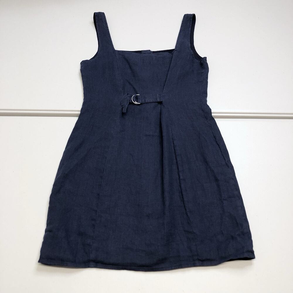 Bella Dahl Square Neck Button Front Mini Dress XS Italian Navy Linen MSRP 194$ - Picture 12 of 12